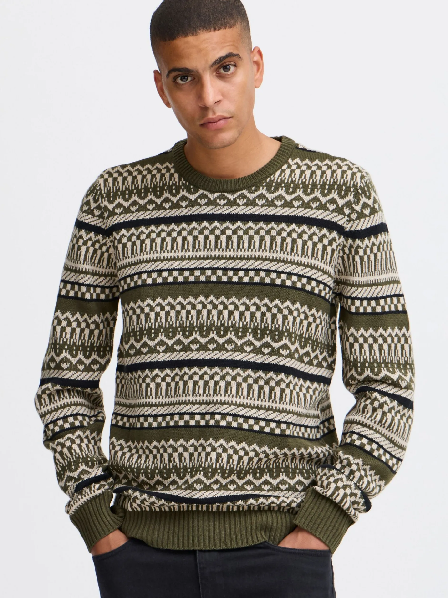 BLEND Herren Strickpullover - BHPullover in grün