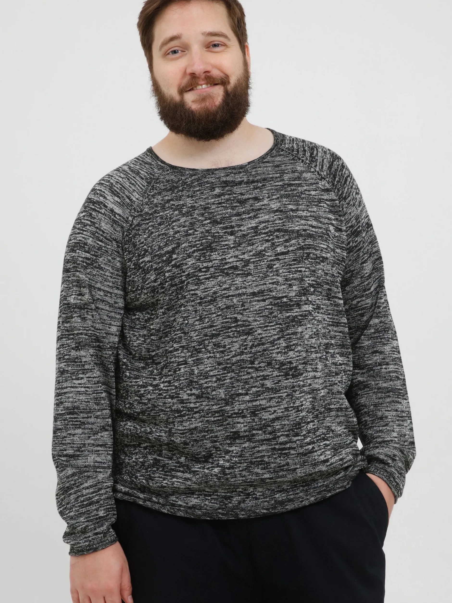 BLEND Herren Strickpullover - BHDan Big & Tall in schwarz