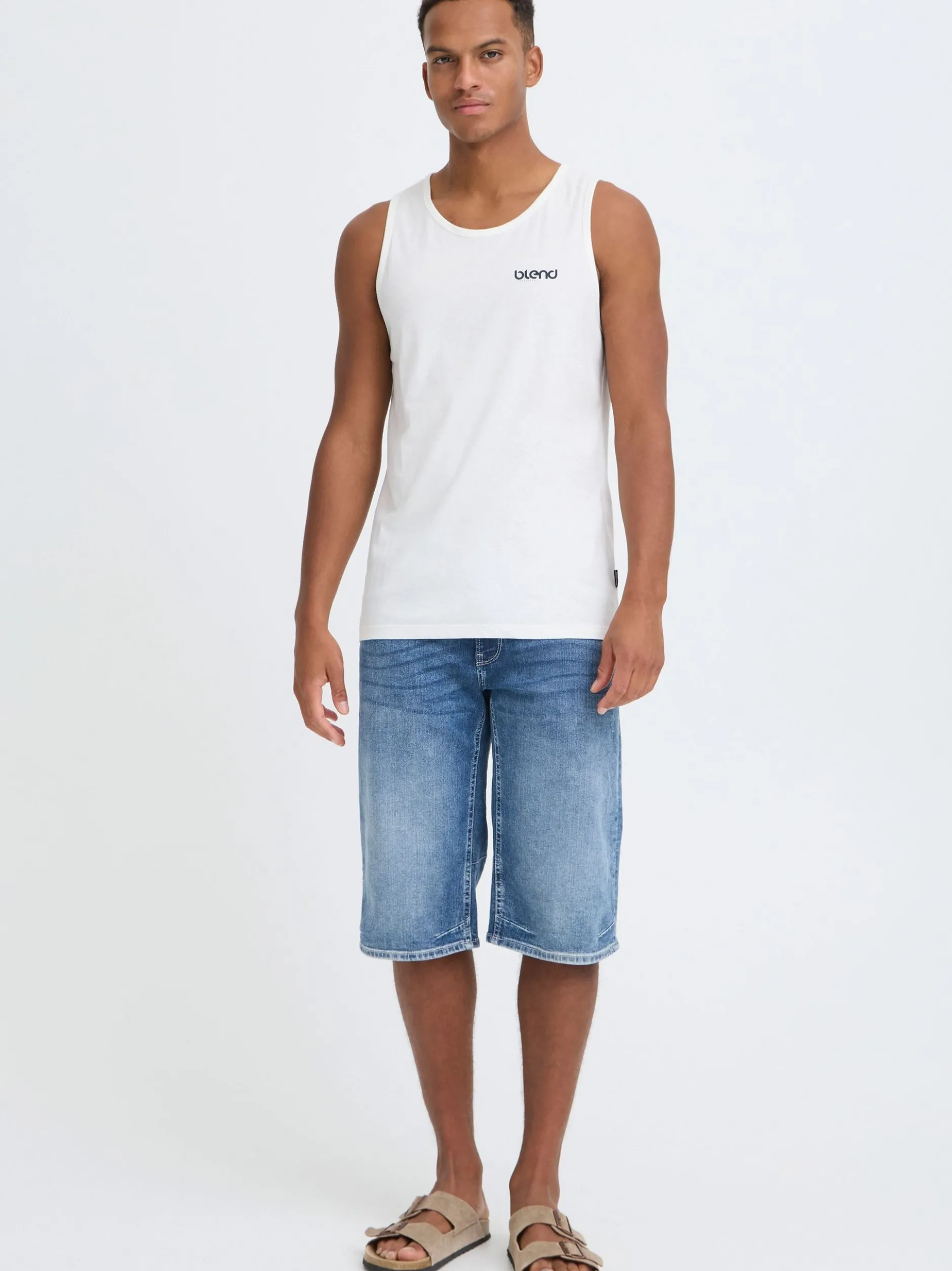 BLEND Herren Tanktop - BHFlok in weiß