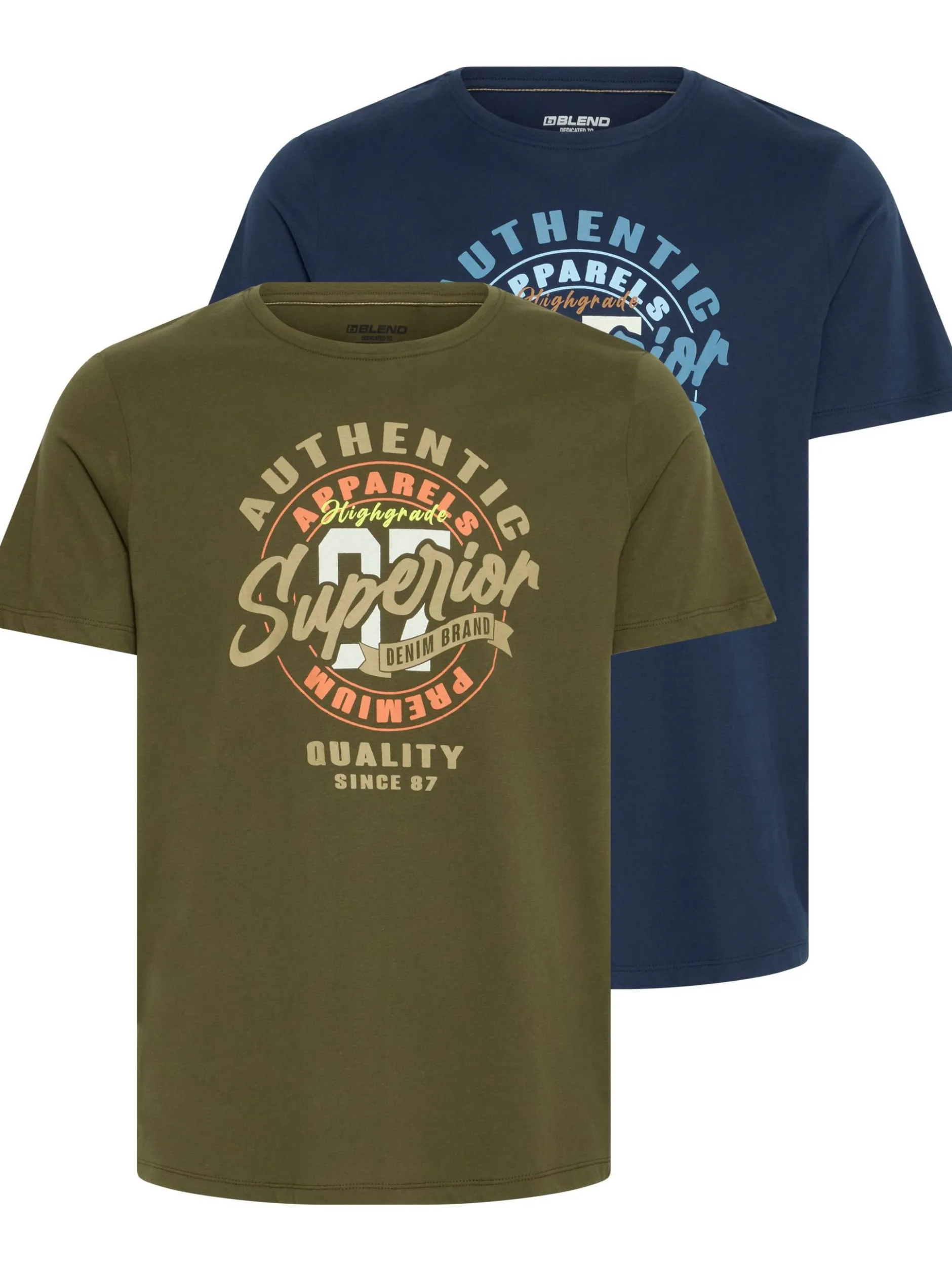 BLEND Herren T-Shirt - BHJace - 2er-Pack in grün