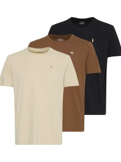 BLEND Herren T-Shirt - BHTee 3er-Pack in sand