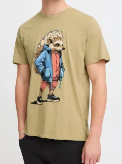 BLEND Herren T-Shirt in beige - Ausschnitt: Rundhals