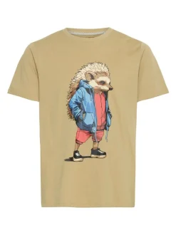BLEND Herren T-Shirt in beige - Ausschnitt: Rundhals
