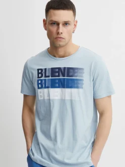 BLEND Herren T-Shirt in blau - Ausschnitt: Rundhals