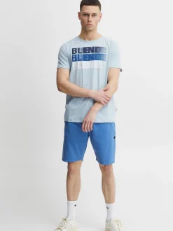 BLEND Herren T-Shirt in blau - Ausschnitt: Rundhals