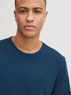 BLEND Herren T-Shirt in blau - Ausschnitt: Rundhals