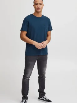 BLEND Herren T-Shirt in blau - Ausschnitt: Rundhals