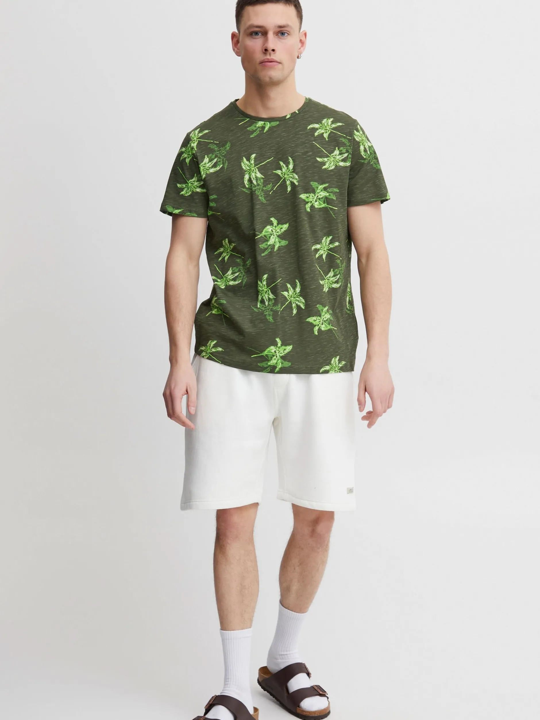 BLEND Herren T-Shirt in grün - Ausschnitt: Rundhals
