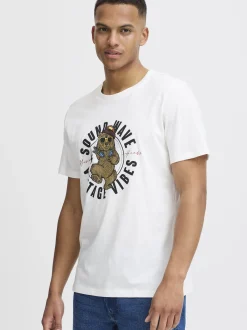 BLEND Herren T-Shirt in weiß - Ausschnitt: Rundhals