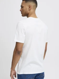 BLEND Herren T-Shirt in weiß - Ausschnitt: Rundhals