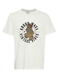 BLEND Herren T-Shirt in weiß - Ausschnitt: Rundhals