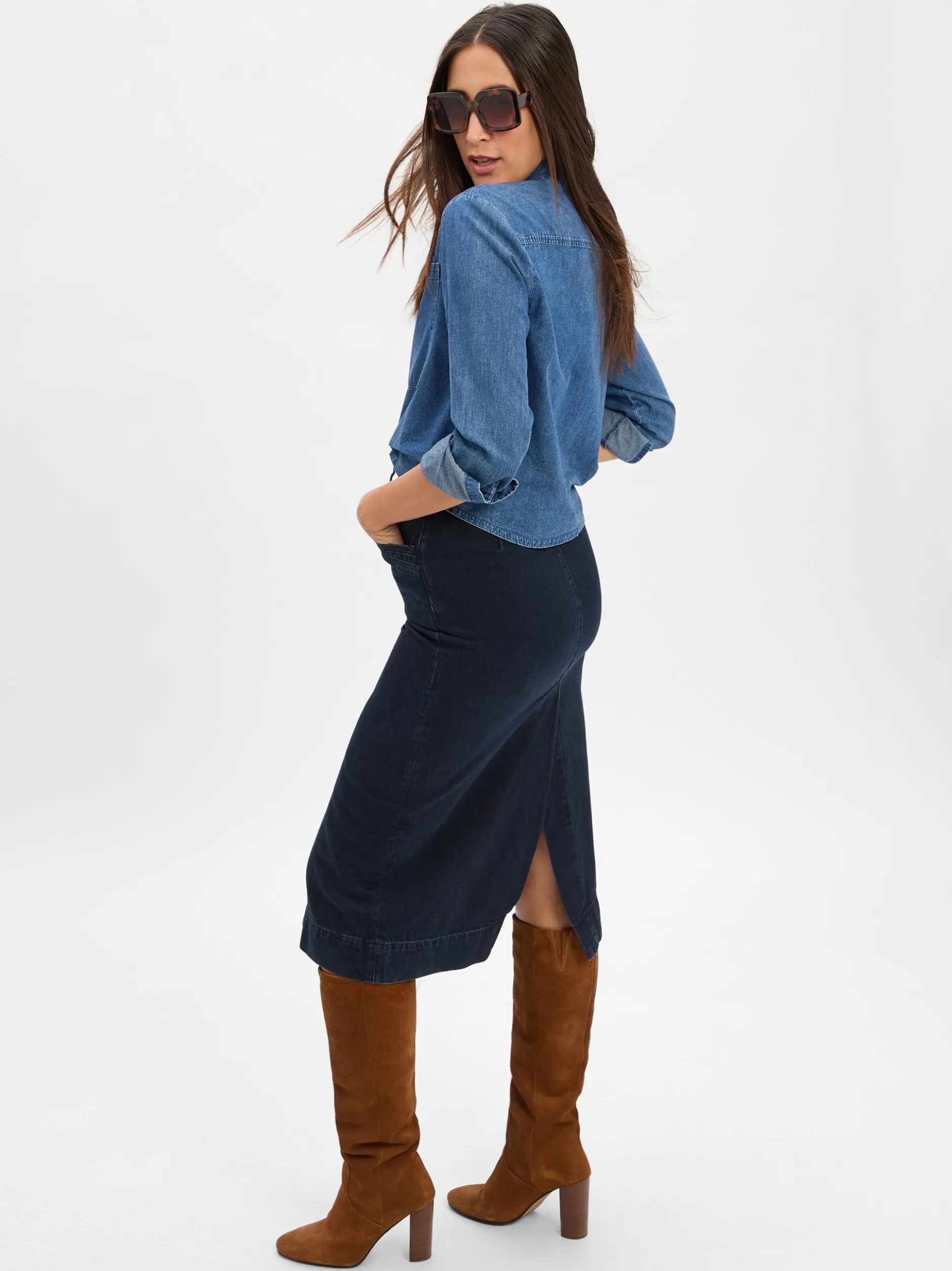 BOSS Damen Jeansrock - Semaire in dark stone