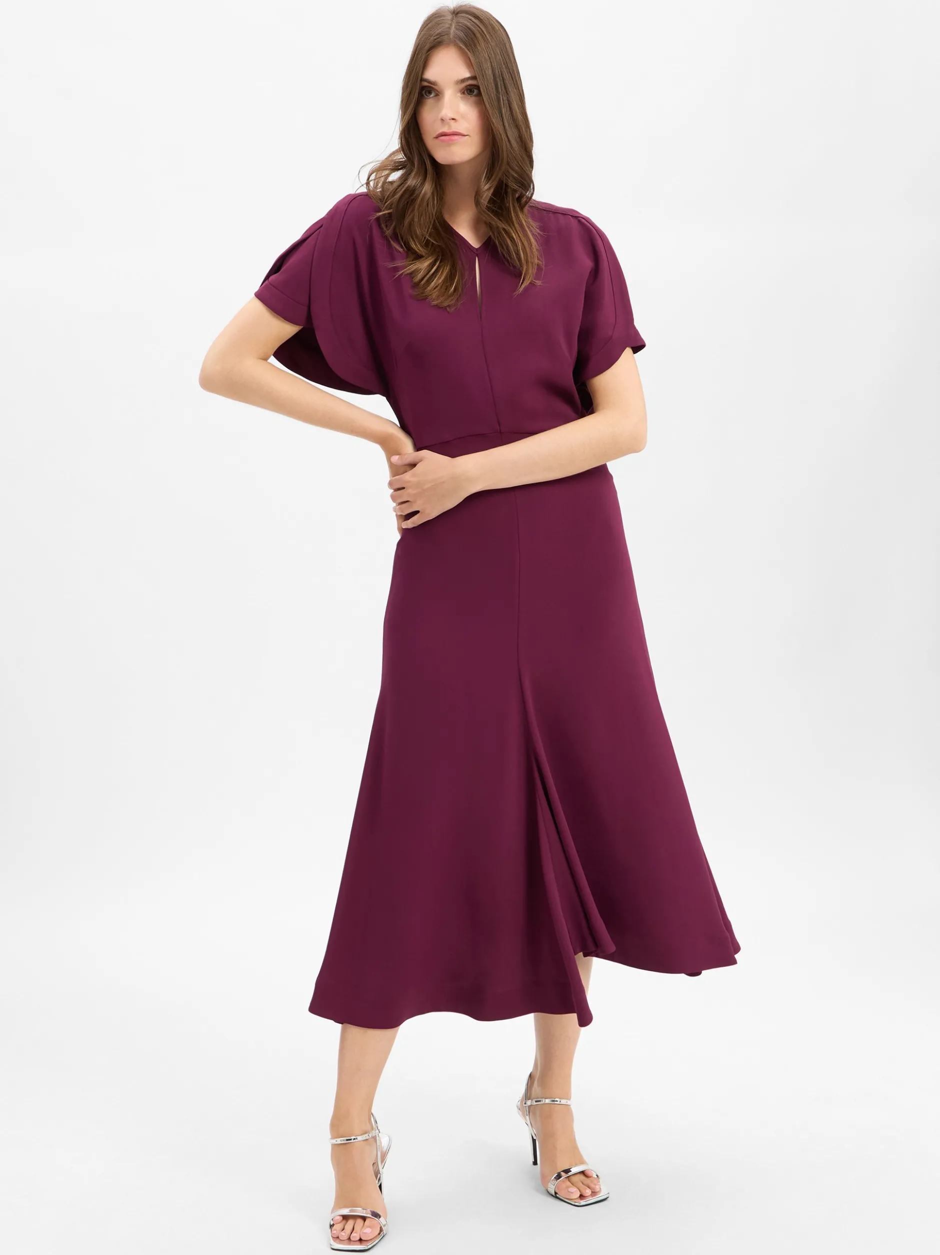 BOSS Damen Midikleid - Denaz in aubergine - Länge: midi