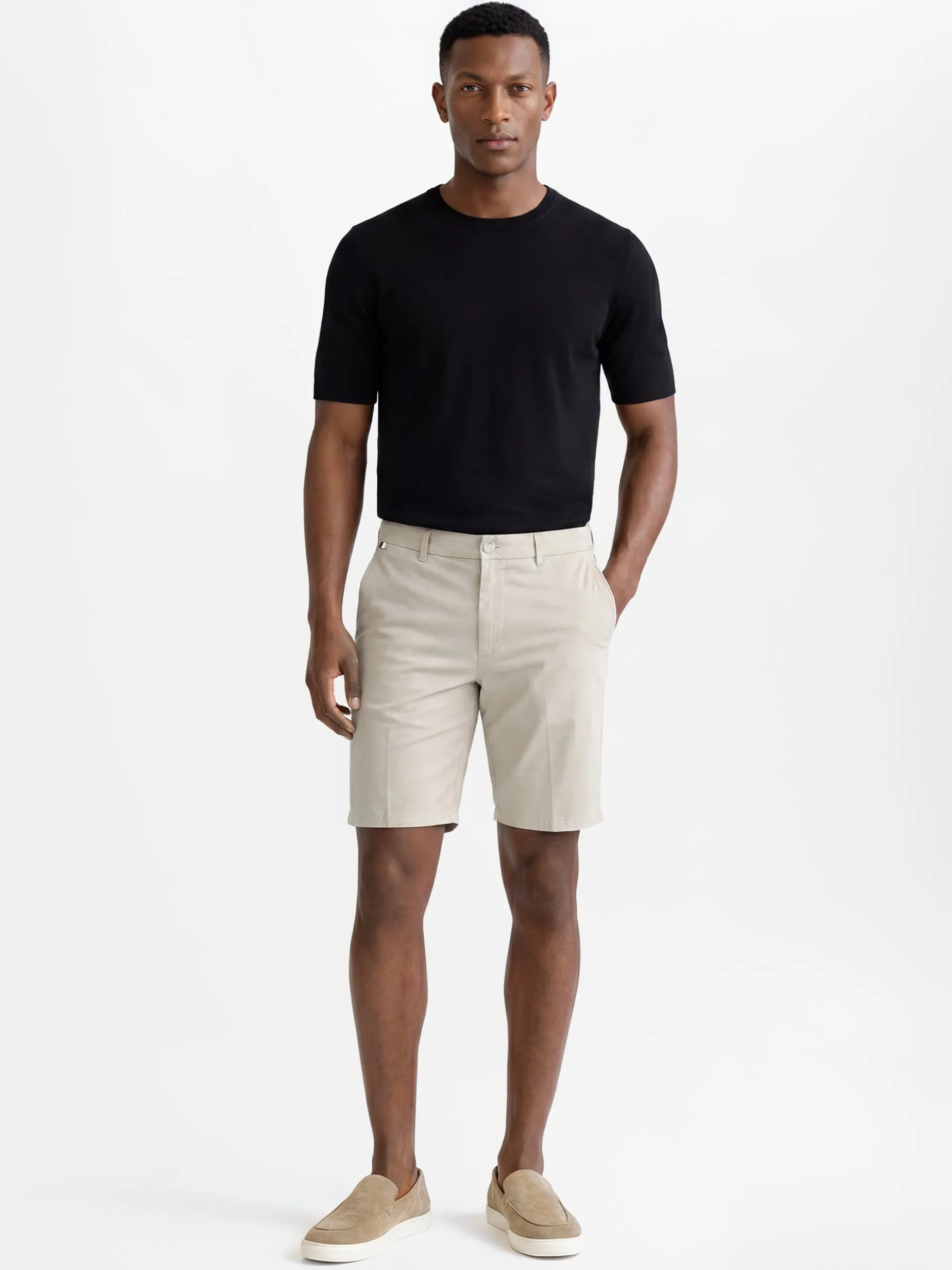 BOSS Herren Chinoshorts - Kane in beige - Länge: kurz