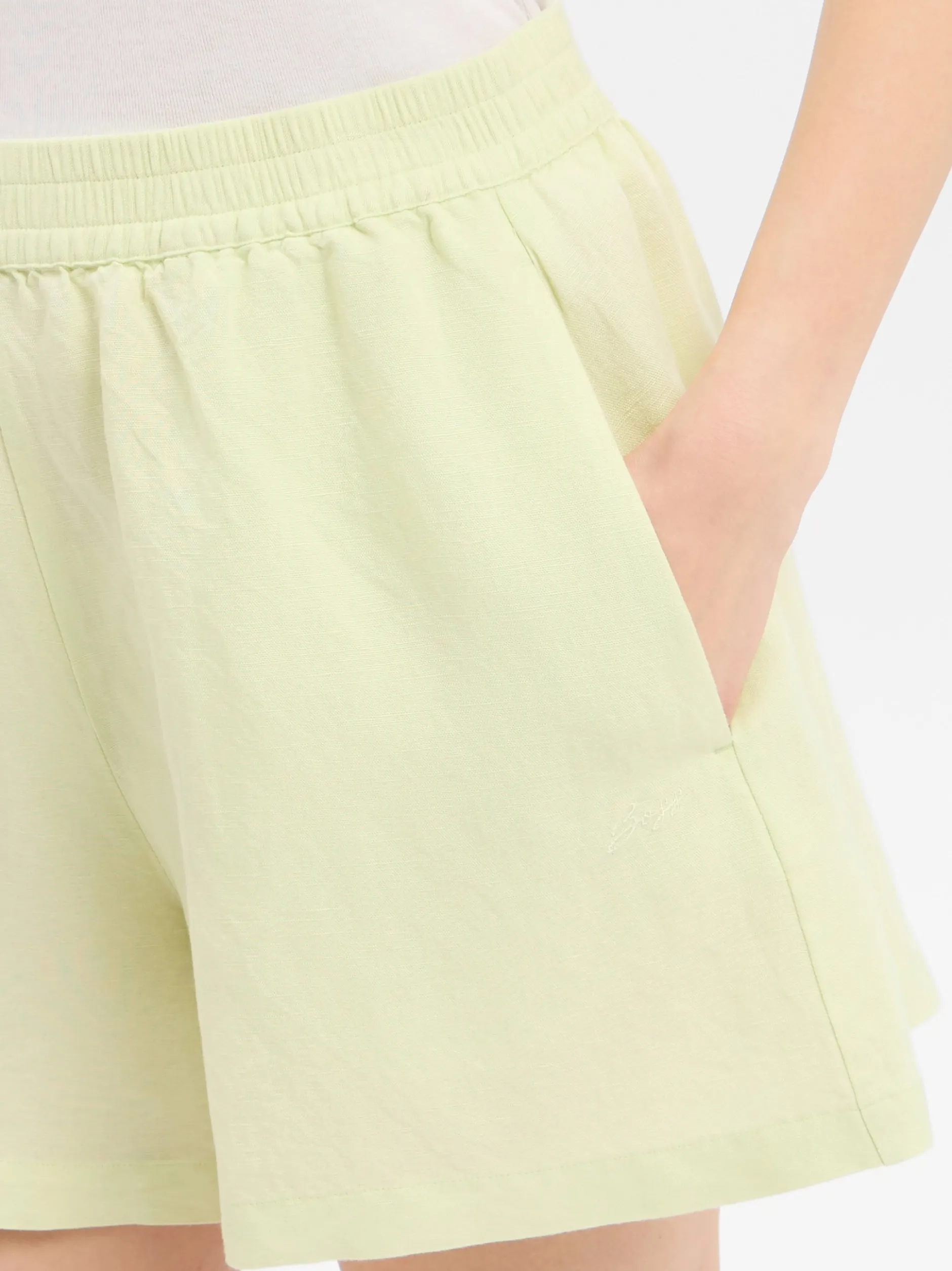 BOSS Orange Damen Shorts mit Leinenanteil - Tallan in limone