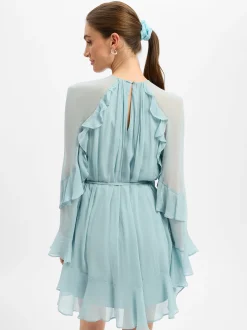 BOSS Orange Damen Volantkleid - Dredia in aqua