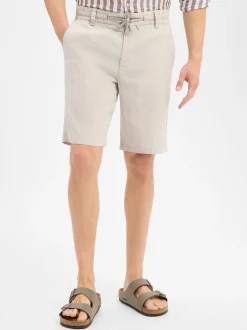 BOSS Orange Herren Bermuda mit Leinen-Anteil - Chino_Tapered_DS_3S in beige