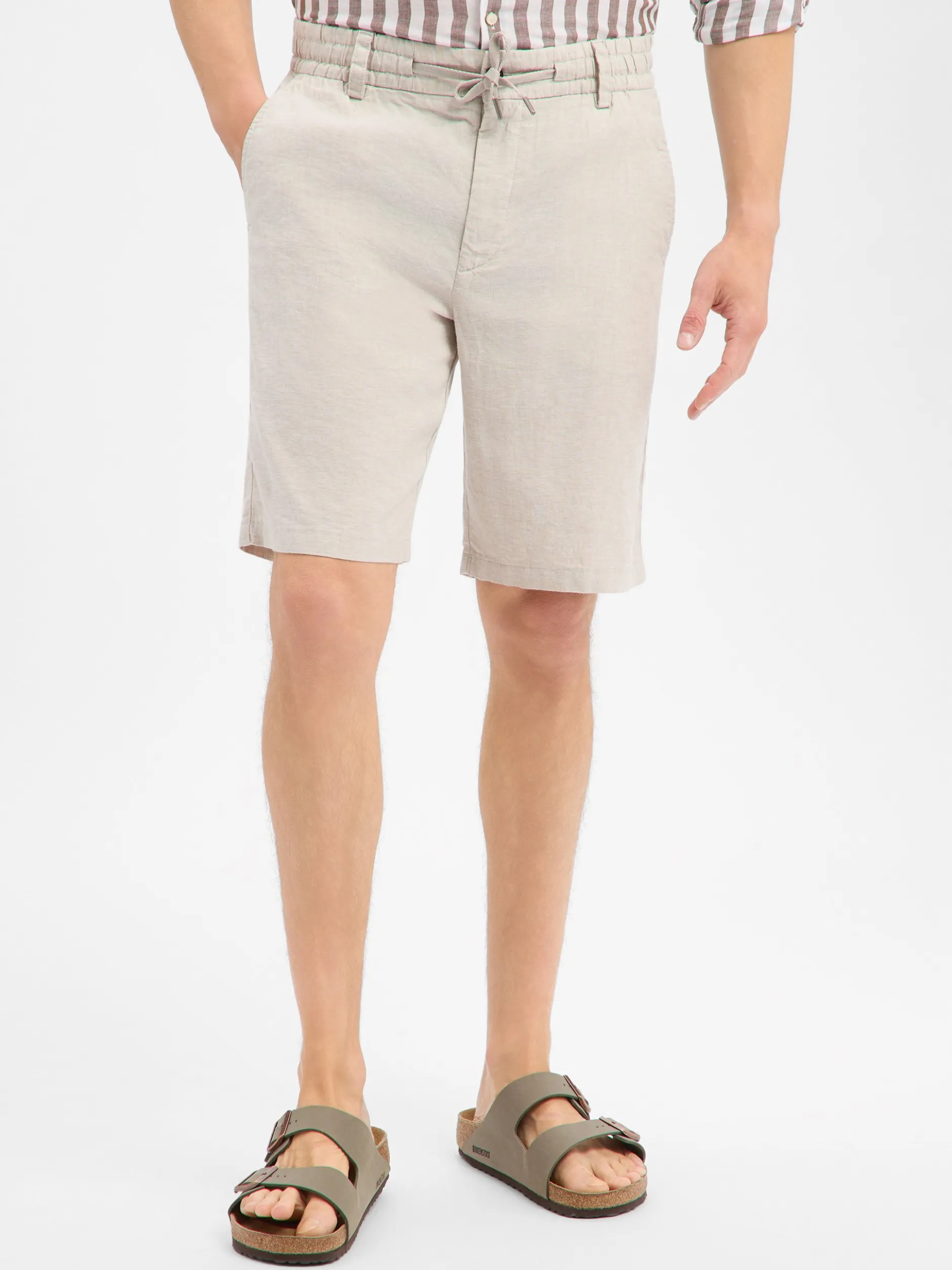 BOSS Orange Herren Bermuda mit Leinen-Anteil - Chino_Tapered_DS_3S in beige