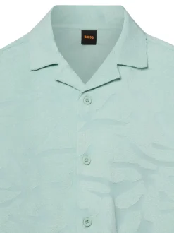 BOSS Orange Herren Frottee-Kurzarmhemd - We_Flower in mint