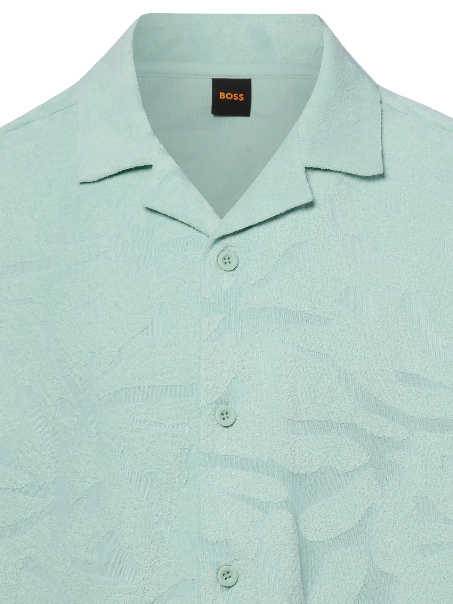 BOSS Orange Herren Frottee-Kurzarmhemd - We_Flower in mint