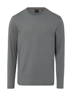 BOSS Orange Herren Langarmshirt - Tacks in grau