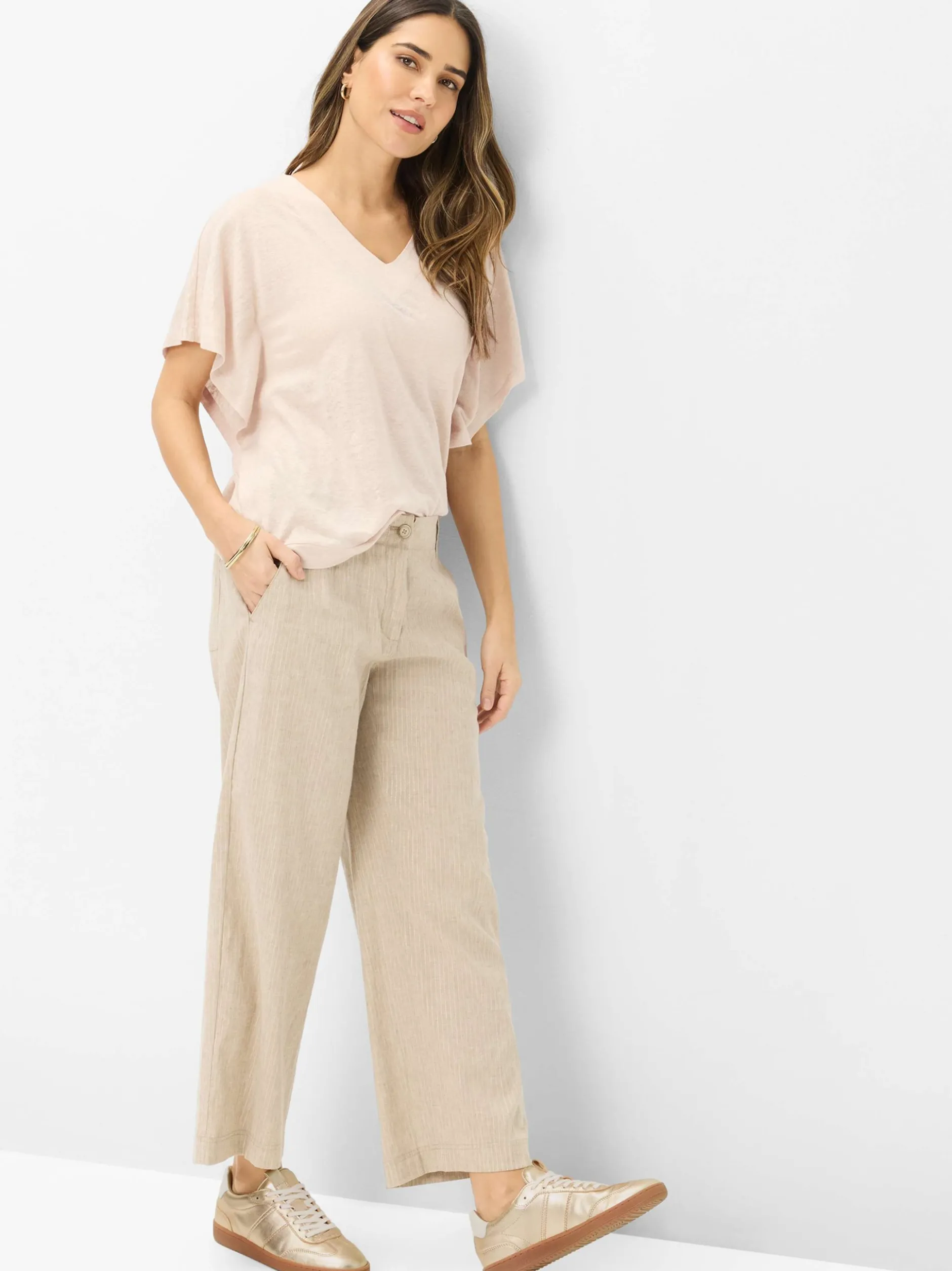 BRAX Damen Hose mit Leinen-Anteil - Maine in beige gold