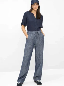BRAX Damen Leinenhose - Farina in indigo - Länge: lang