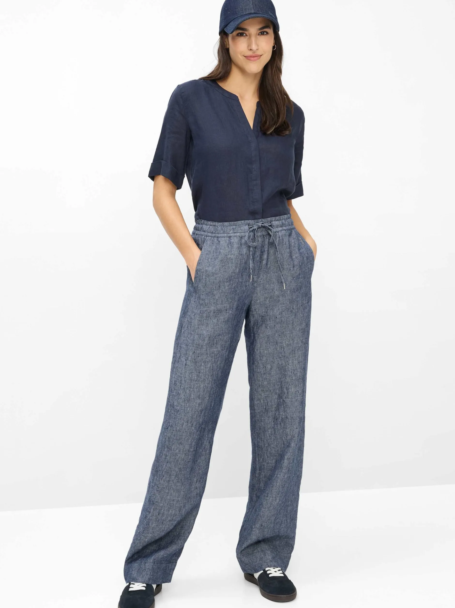 BRAX Damen Leinenhose - Farina in indigo - Länge: lang
