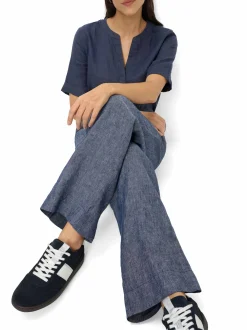 BRAX Damen Leinenhose - Farina in indigo - Länge: lang