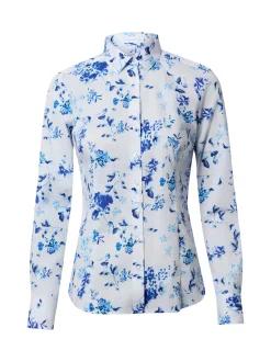 brookshire Damen Bluse in weiß blau - Ärmel: langarm