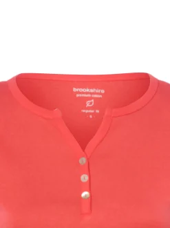 brookshire Damen T-Shirt in koralle - Ausschnitt: Henley