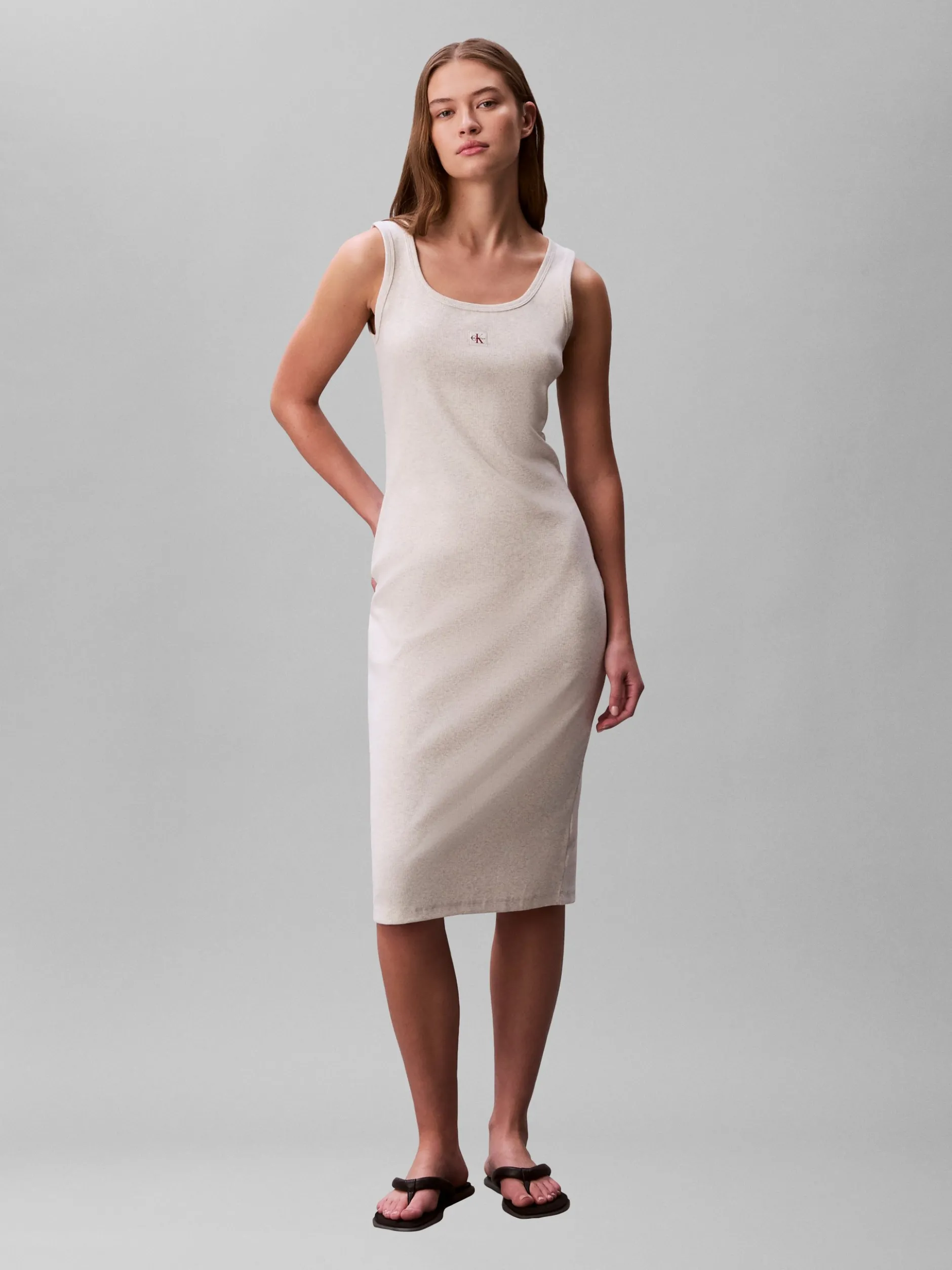 Calvin Klein Jeans Damen Jerseykleid in hellgrau
