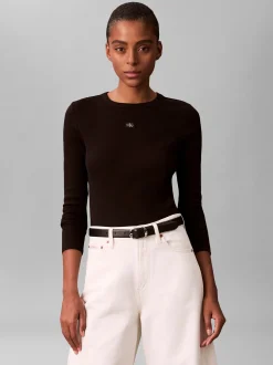 Calvin Klein Jeans Damen Langarmshirt in schwarz