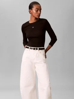 Calvin Klein Jeans Damen Langarmshirt in schwarz