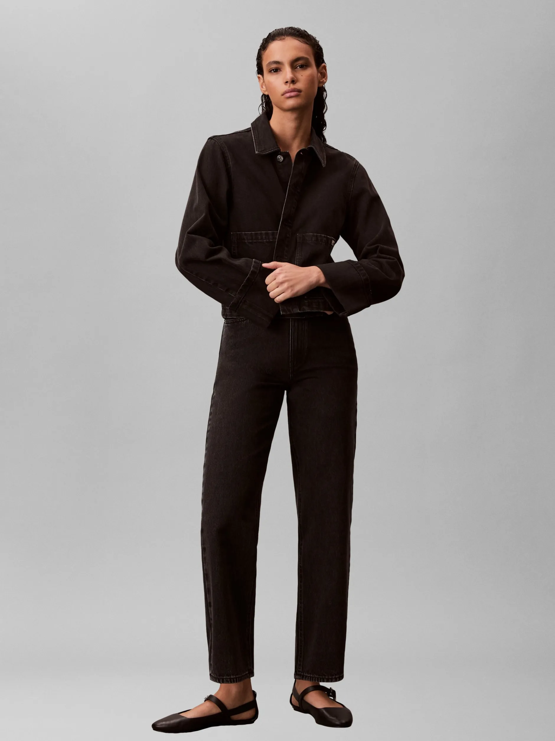 Calvin Klein Jeans Damen Mom Jeans - Barrel in schwarz
