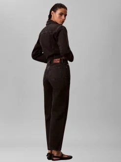Calvin Klein Jeans Damen Mom Jeans - Barrel in schwarz