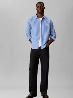 Calvin Klein Jeans Herren Freizeithemd in blau weiß