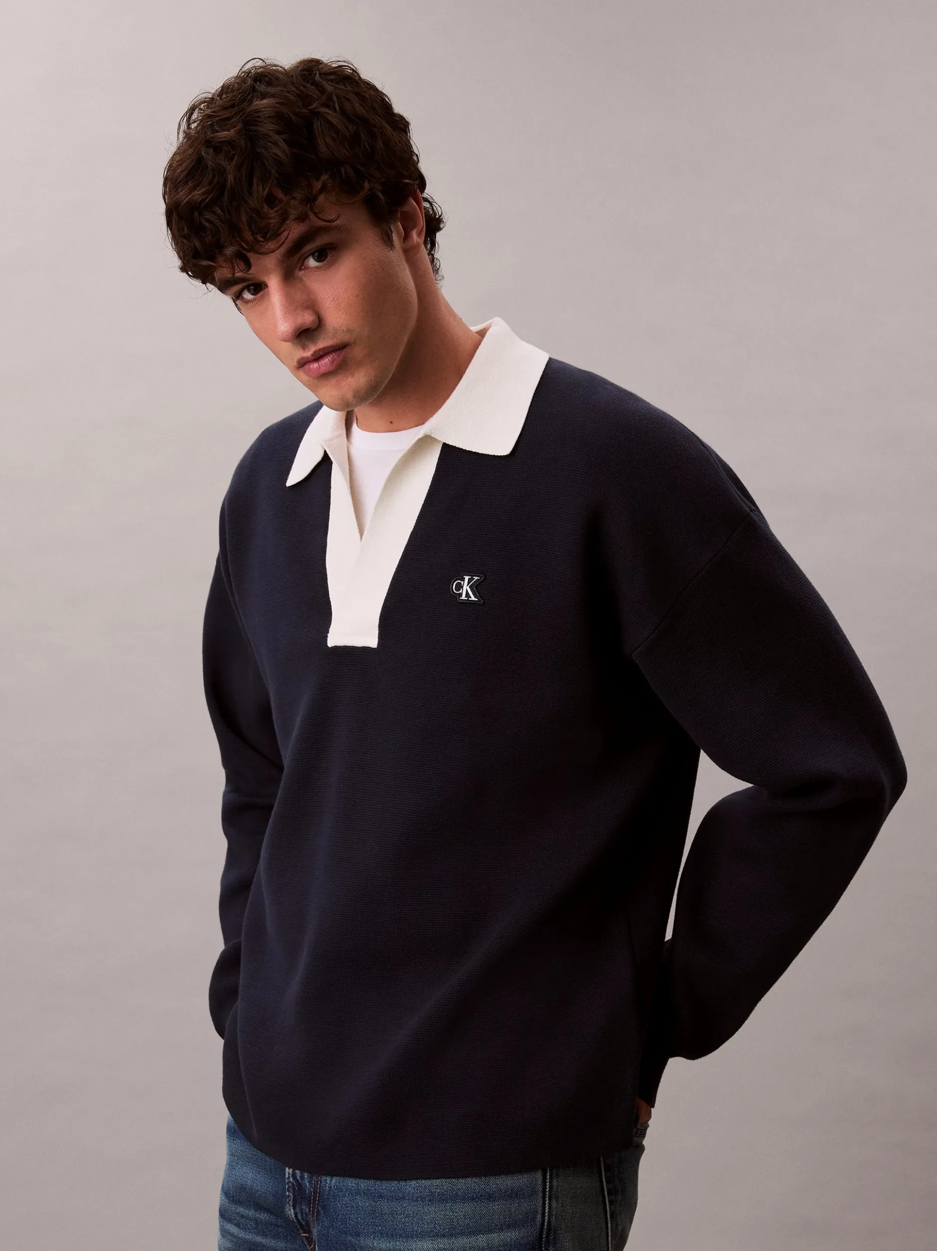 Calvin Klein Jeans Herren Strickpullover in marine beige