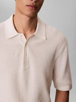 Calvin Klein Jeans Herren Strick-Poloshirt in ecru