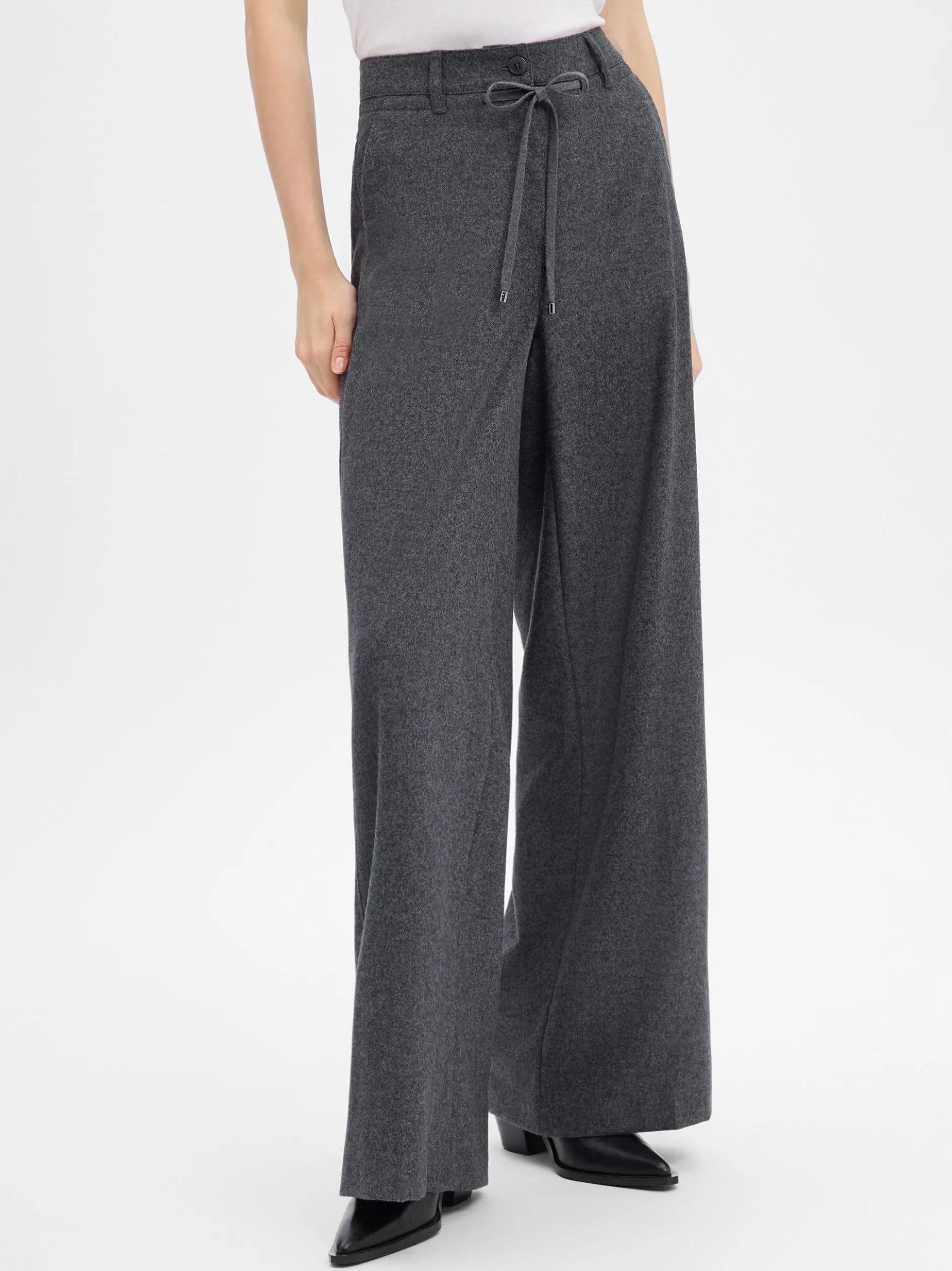 Cambio Damen Flanellhose mit Woll-Anteil - Adrienne in anthrazit