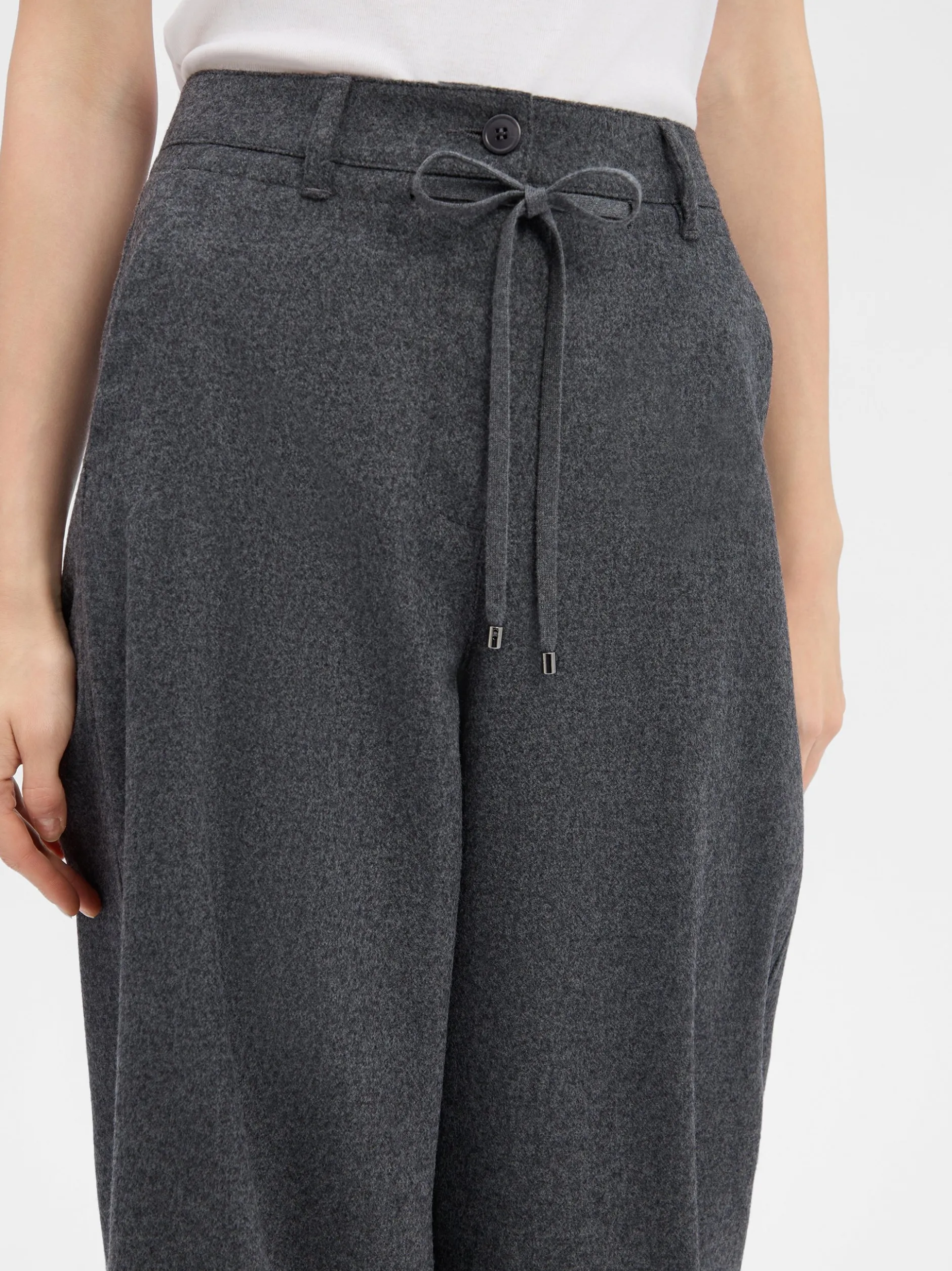 Cambio Damen Flanellhose mit Woll-Anteil - Adrienne in anthrazit