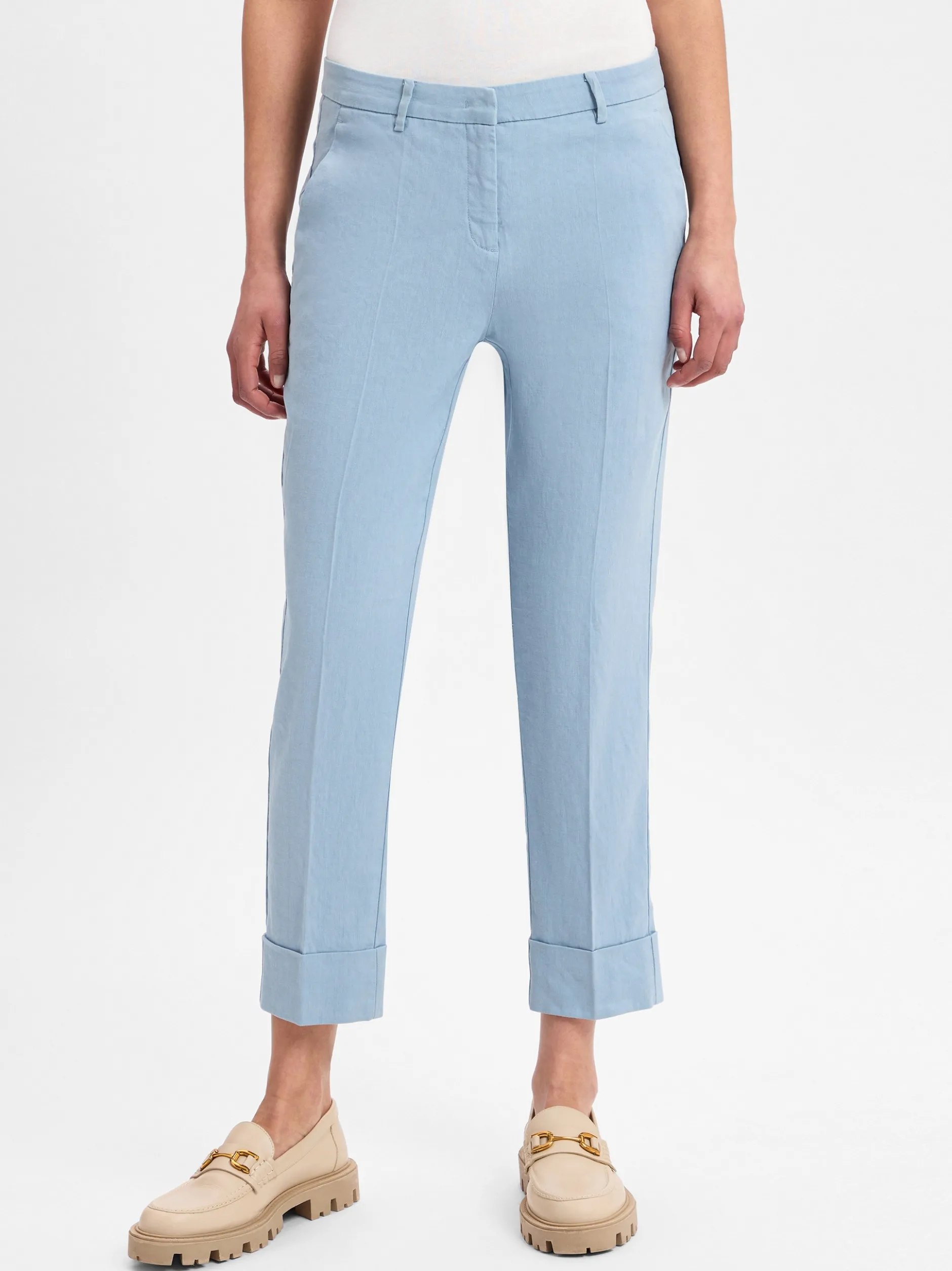 Cambio Damen Hose mit Leinen-Anteil - Krystal in hellblau