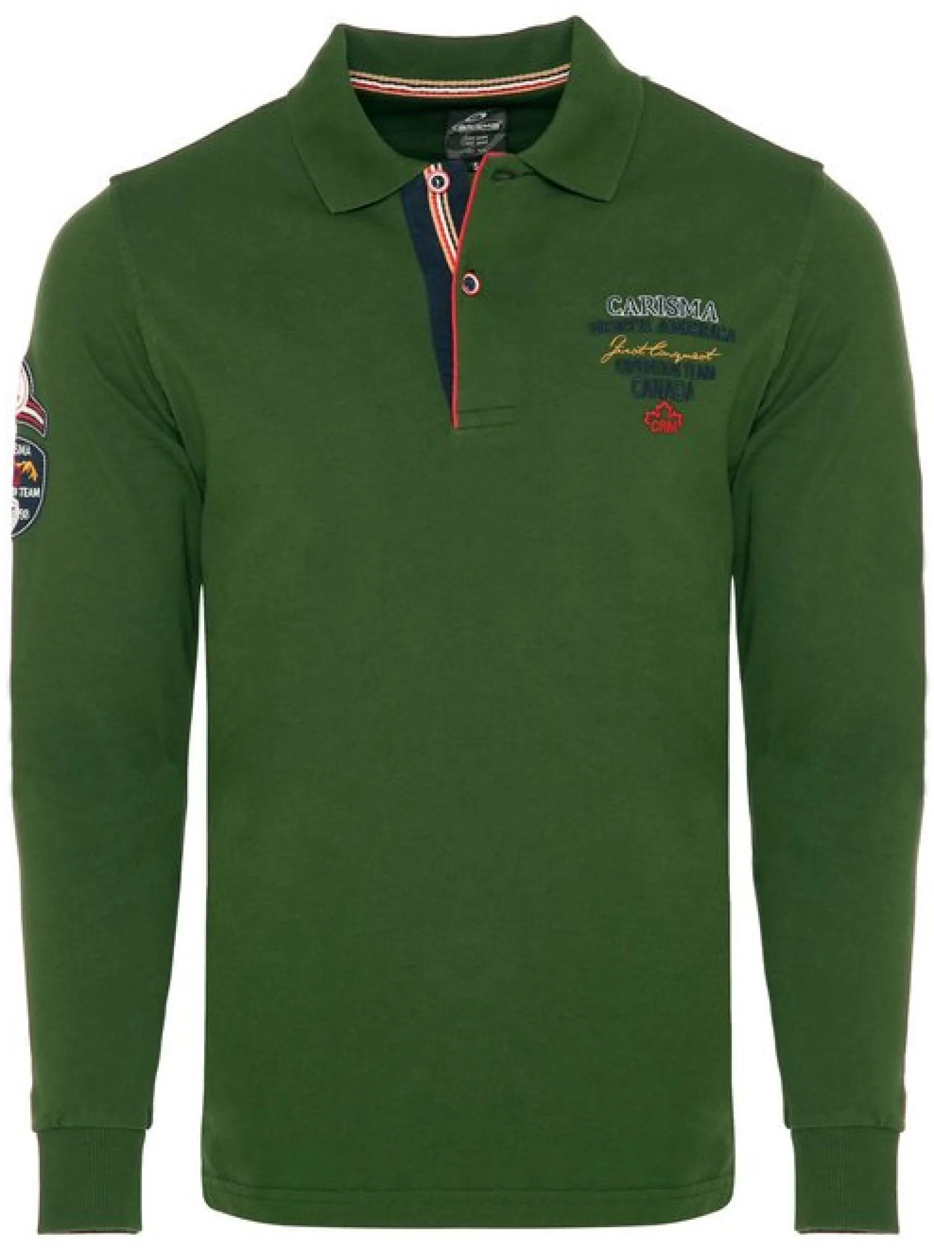 Carisma Herren Langarm-Polo in khaki - Ärmel: langarm