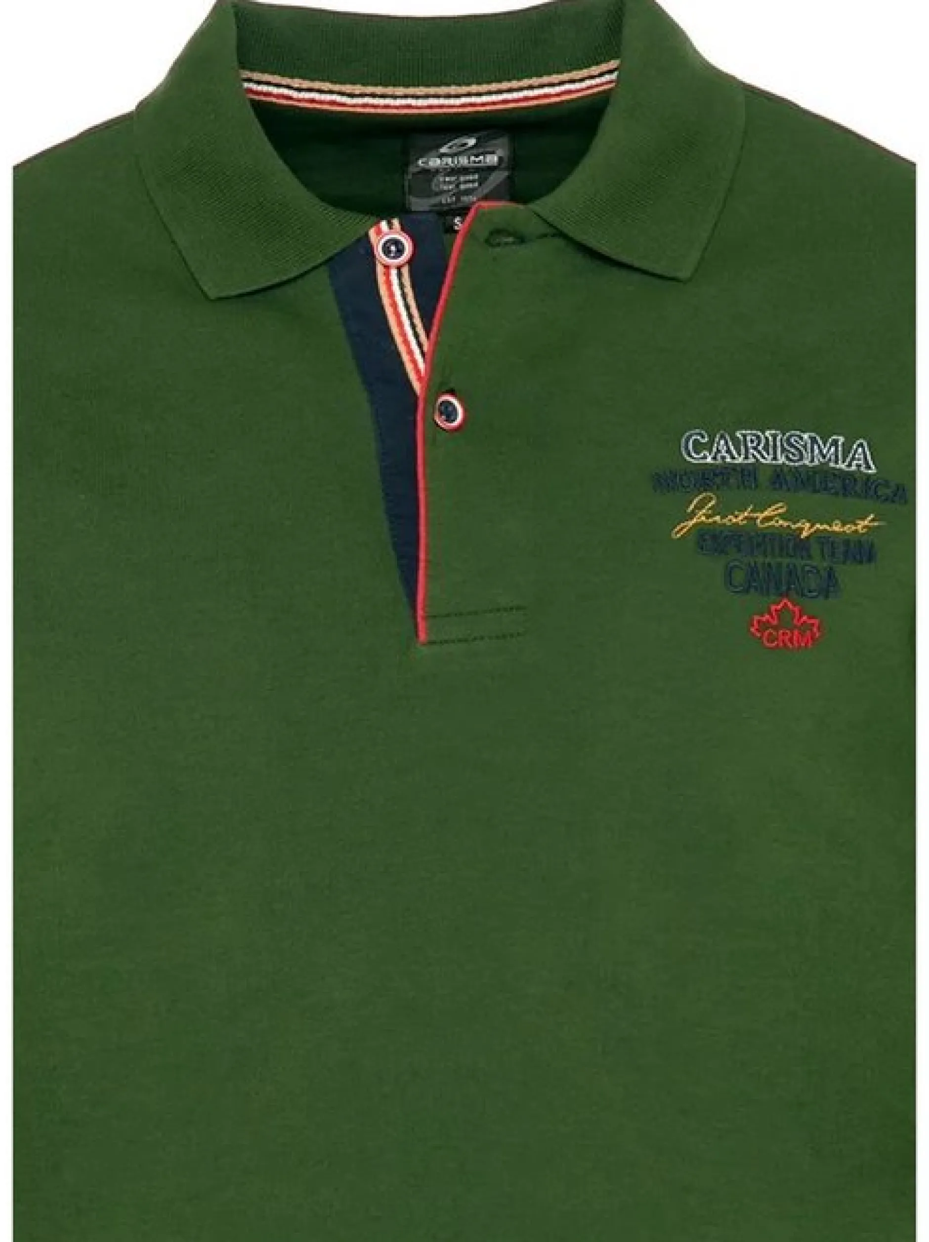 Carisma Herren Langarm-Polo in khaki - Ärmel: langarm