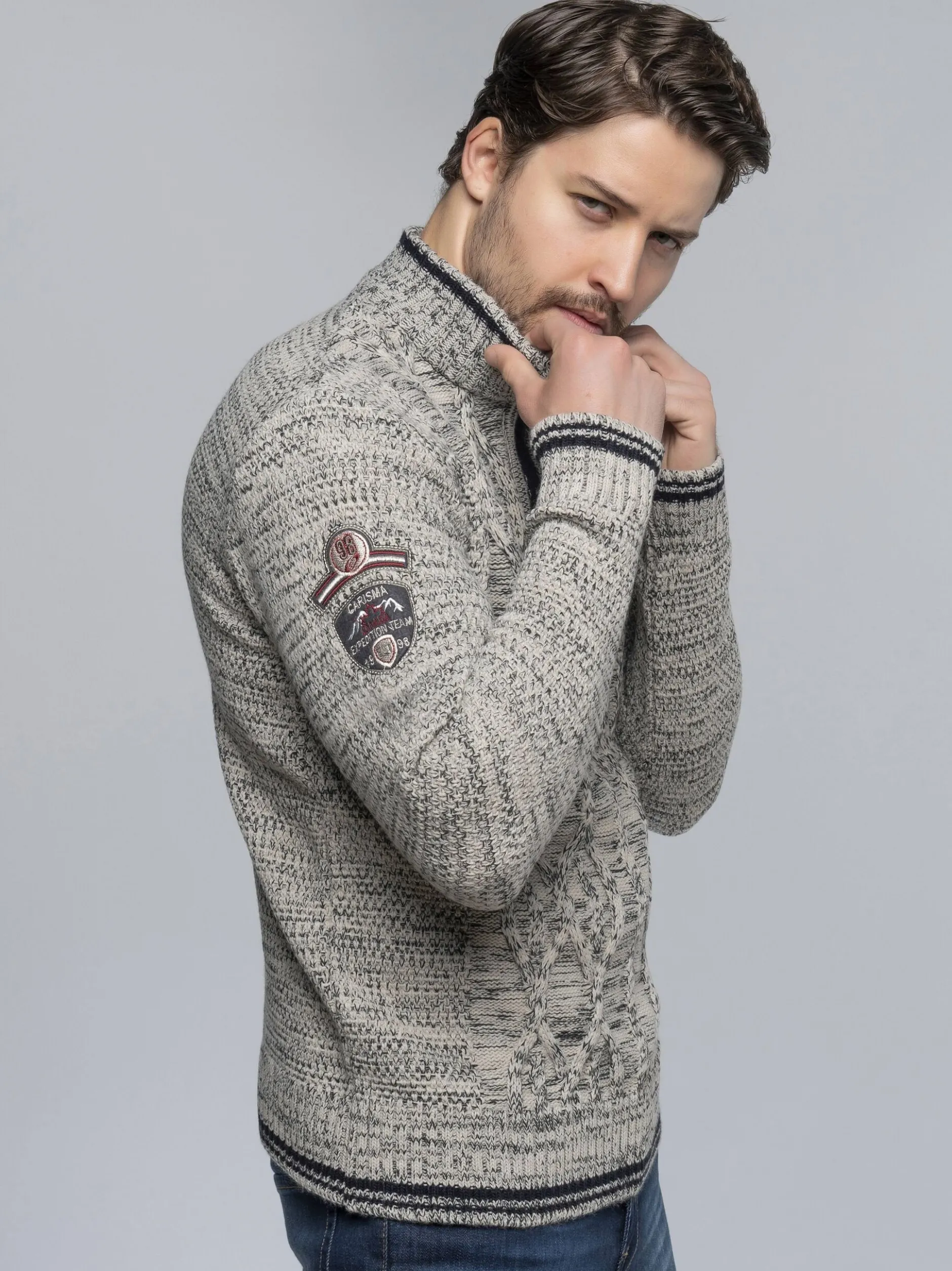 Carisma Herren Pullover in beige - Ärmel: langarm