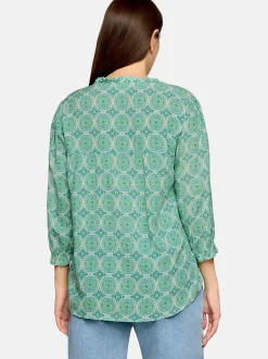 Cartoon Damen Casual-Bluse in mehrfarbig petrol