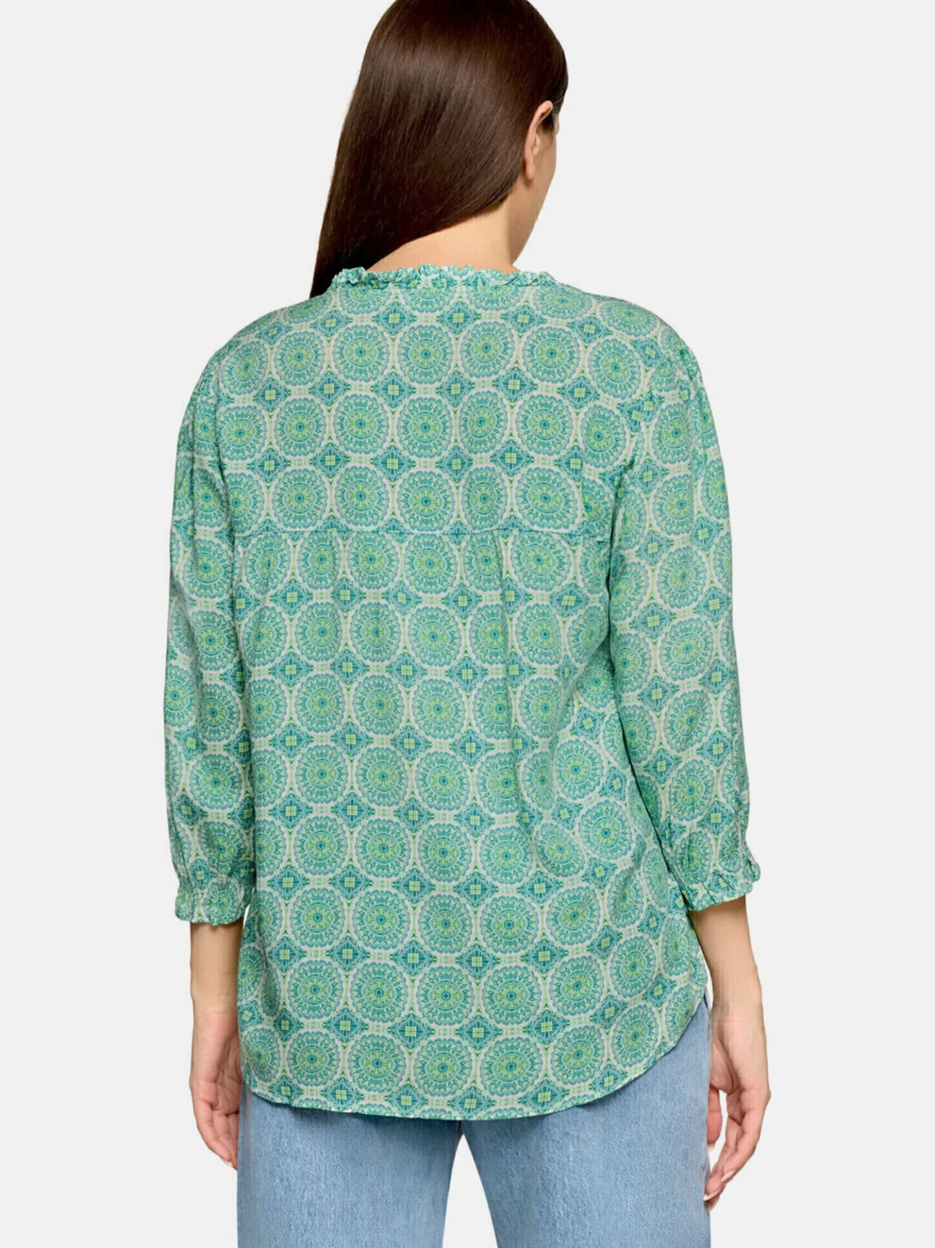 Cartoon Damen Casual-Bluse in mehrfarbig petrol
