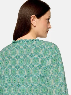 Cartoon Damen Casual-Bluse in mehrfarbig petrol