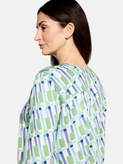 Cartoon Damen Casual-Bluse in mehrfarbig petrol