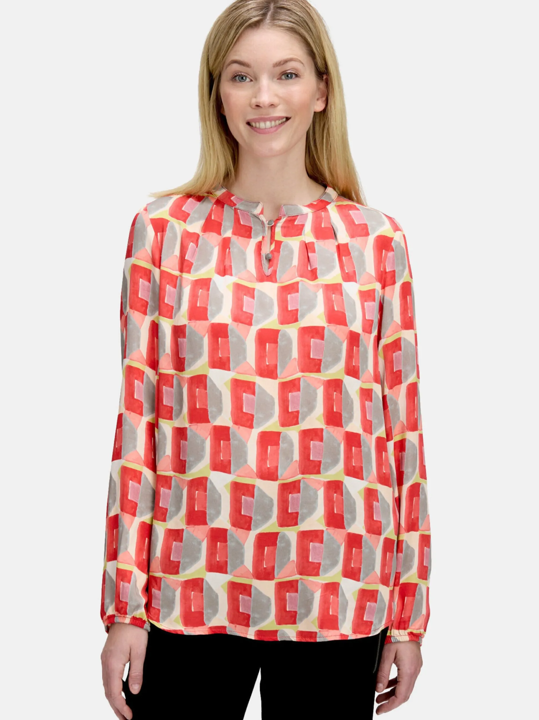 Cartoon Damen Casual-Bluse in rot mehrfarbig